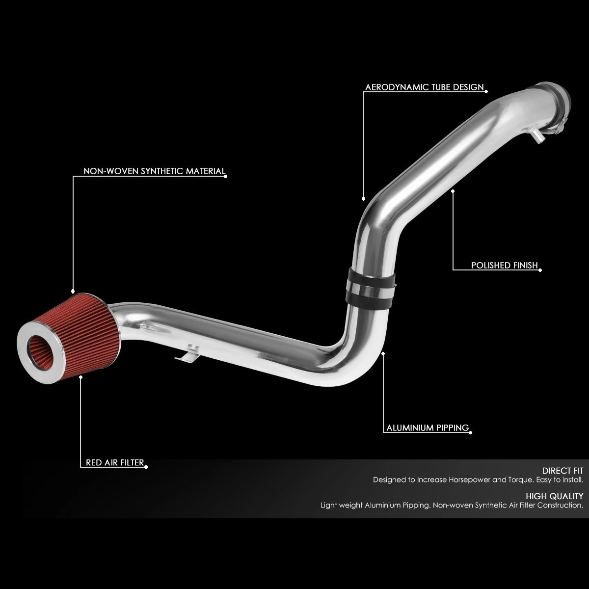 00-05 Honda S2000 Aluminum Cold Air Intake w/Red Cone Filter