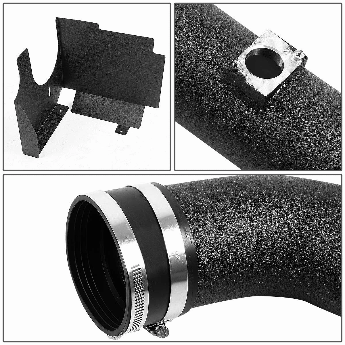 01-04 Chevy Silverado GMC Sierra 6.6L Diesel Black Cold Air Intake w/Heat Shield Filter
