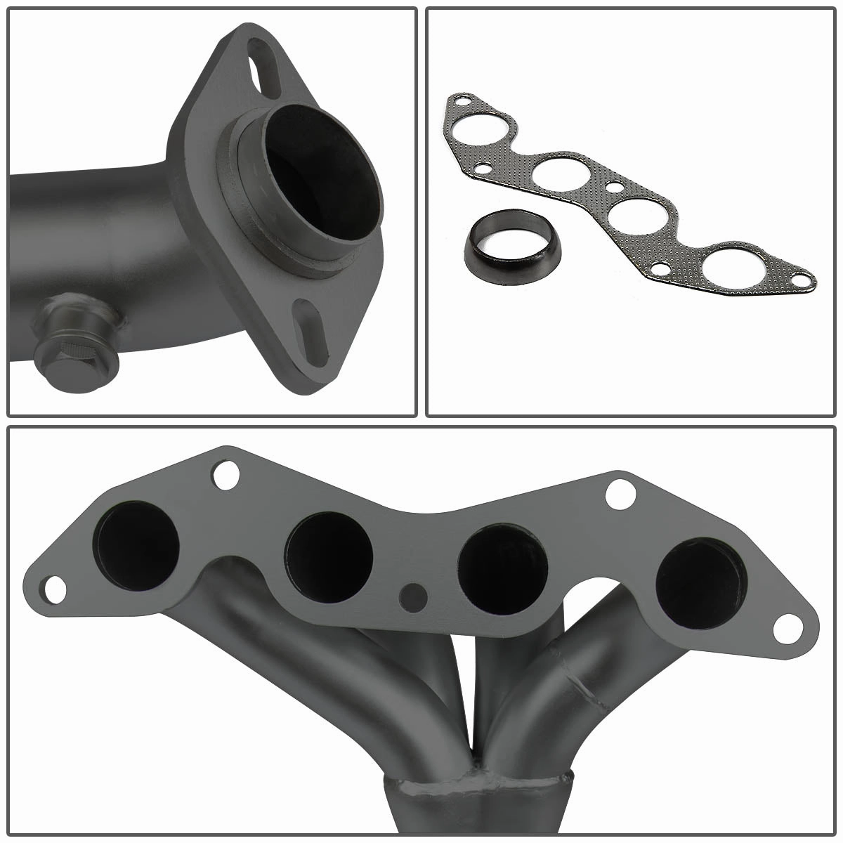 01-05 Honda Civic DX/LX/GX/HX/Hybrid 4-1 Exhaust Header - Stainless Steel - Black