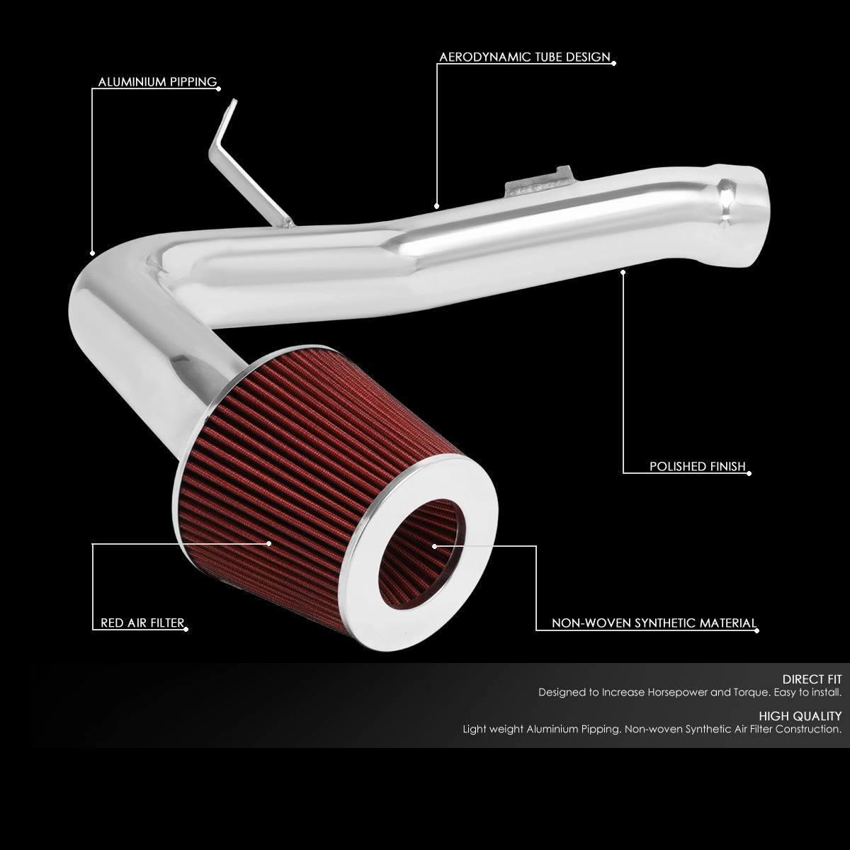 02-07 Subaru Impreza WRX STI Aluminum Cold Air Intake w/Red Cone Filter