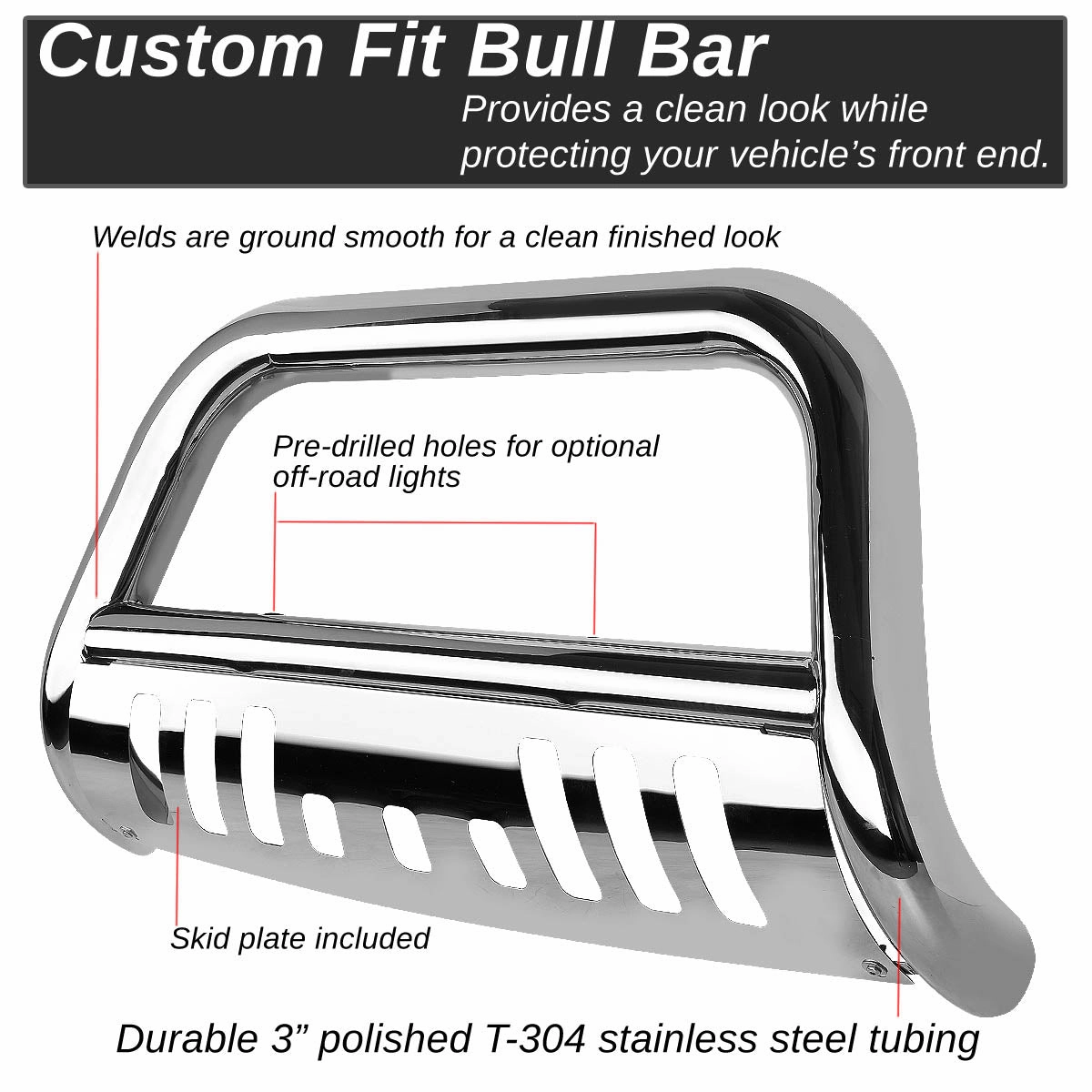 04-12 Chevy Colorado GMC Canyon Bull Bar w/Skid Plate - Stainless Steel