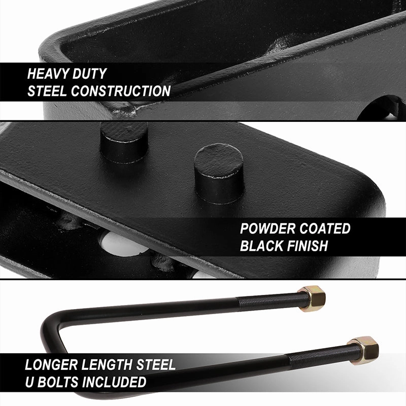 04-22 Ford F150 RWD 3 in. / 4WD 1.5 in. Rear Lift Block Kit  U-Bolts