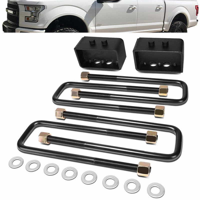 04-22 Ford F150 RWD 3 in. / 4WD 1.5 in. Rear Lift Block Kit  U-Bolts