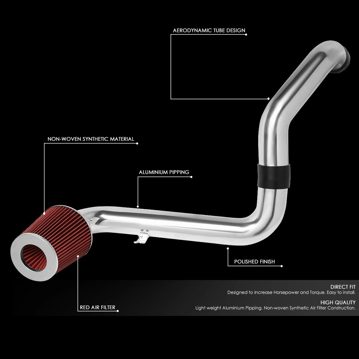 06-09 Honda S2000 Aluminum Cold Air Intake w/Red Cone Filter