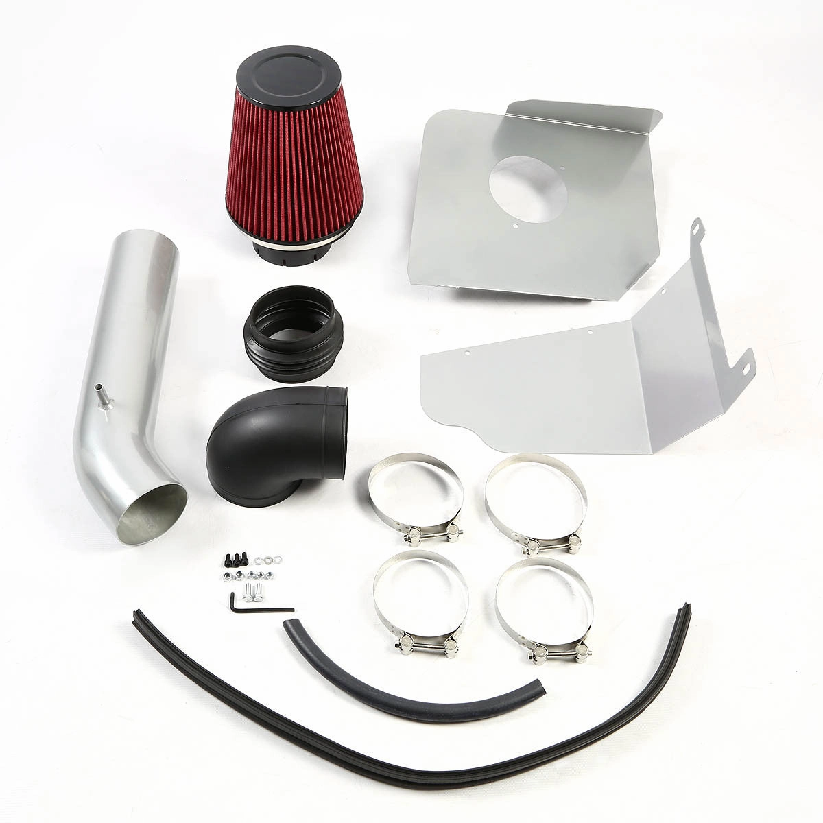 07-08 Chevy Silverado GMC Sierra 4.8L 6.2L Aluminum Cold Air Intake w/Heat Shield Red Filter