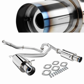 07-08 Hyundai Tiburon 2.7L Catback Exhaust System w/4 in. OD Burnt Muffler Tip - Stainless Steel