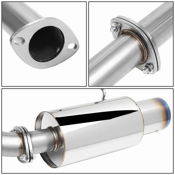 07-08 Hyundai Tiburon 2.7L Catback Exhaust System w/4 in. OD Burnt Muffler Tip - Stainless Steel