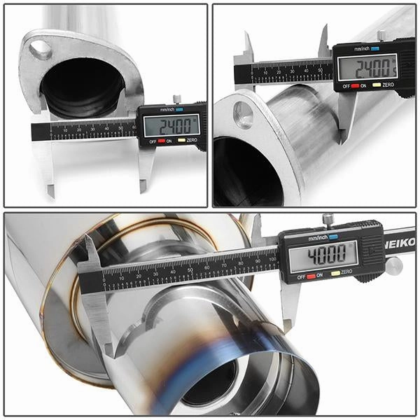 07-08 Hyundai Tiburon 2.7L Catback Exhaust System w/4 in. OD Burnt Muffler Tip - Stainless Steel
