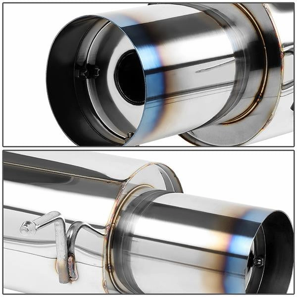 07-08 Hyundai Tiburon 2.7L Catback Exhaust System w/4 in. OD Burnt Muffler Tip - Stainless Steel