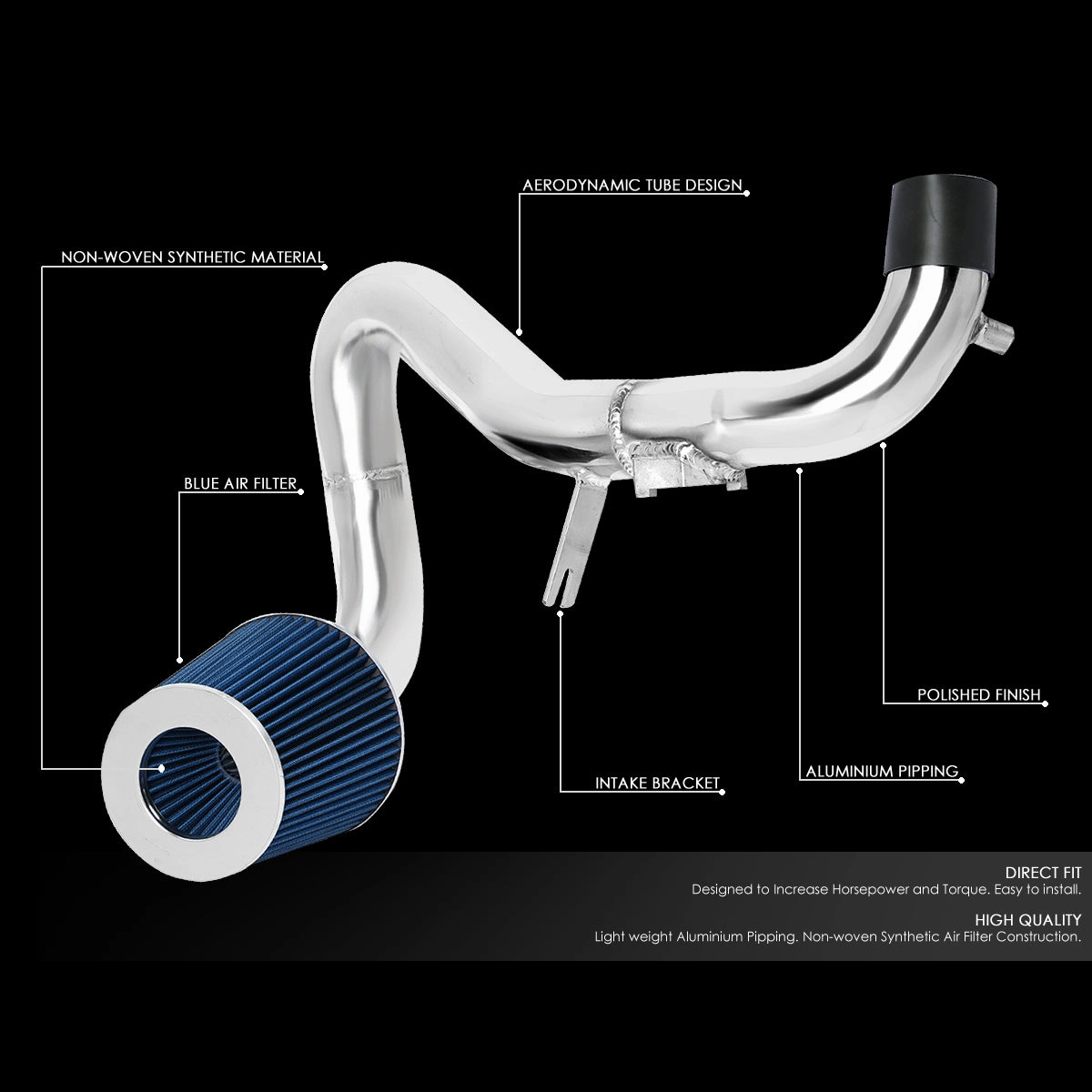 07-09 Yaris Aluminum Cold Air Intake w/Blue Cone Filter