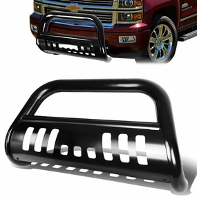 07-10 Chevy Silverado GMC Sierra 2500HD 3500HD Bull Bar w/Skid Plate - Stainless Steel - Black