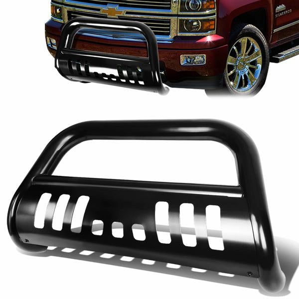 07-10 Chevy Silverado GMC Sierra 2500HD 3500HD Bull Bar w/Skid Plate - Stainless Steel - Black