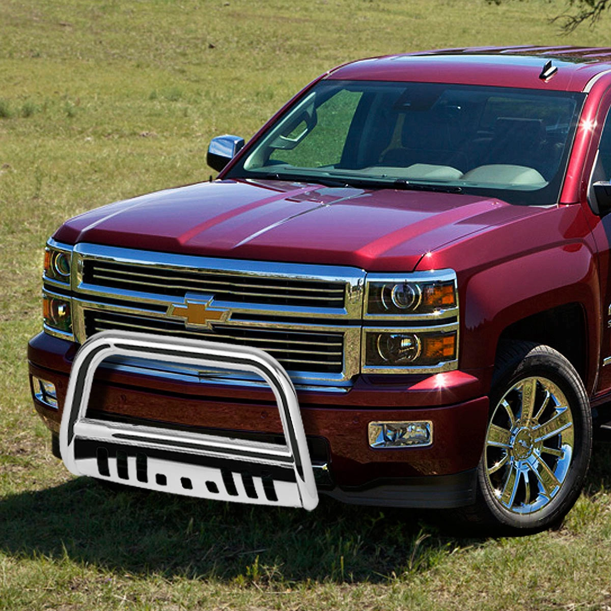 07-10 Chevy Silverado GMC Sierra 2500HD 3500HD Bull Bar w/Skid Plate - Stainless Steel