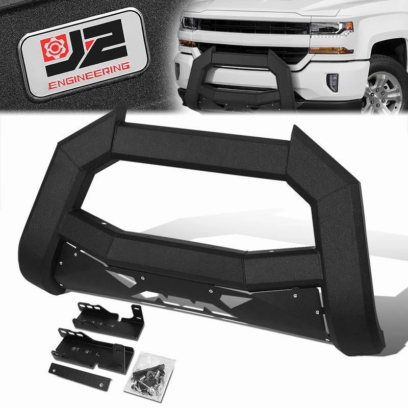07-18 Chevy Silverado GMC Sierra Front Bumper Grille Guard - Carbon Steel