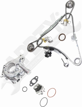 APDTY 172412 Timing Chain Kit 3-pc Kit with Oil Pump and Water Pump