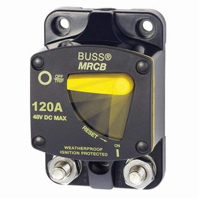 BUSSMANN CB187F-120 Weatherproof Marine Rated High Amp Type III Flush Mount Circuit Breaker (120 Amp), 1 Pack