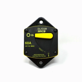 BUSSMANN CB187P-60 Weatherproof Marine Rated High Amp Type III Panel Mount Circuit Breaker (60 Amp), 1 Pack