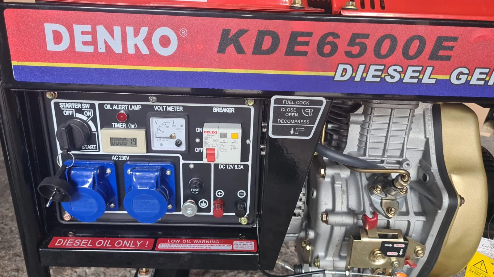 Denko Diesel Generator 5.0 kW with NS40 Battery | Model : KDE6500E-DENKO