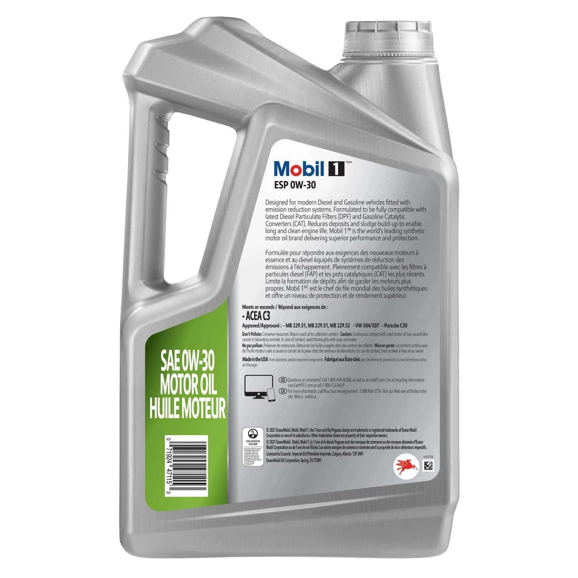 Mobil 1 126609 ESP Full Synthetic Motor Oil 0W-30, 5 Quart
